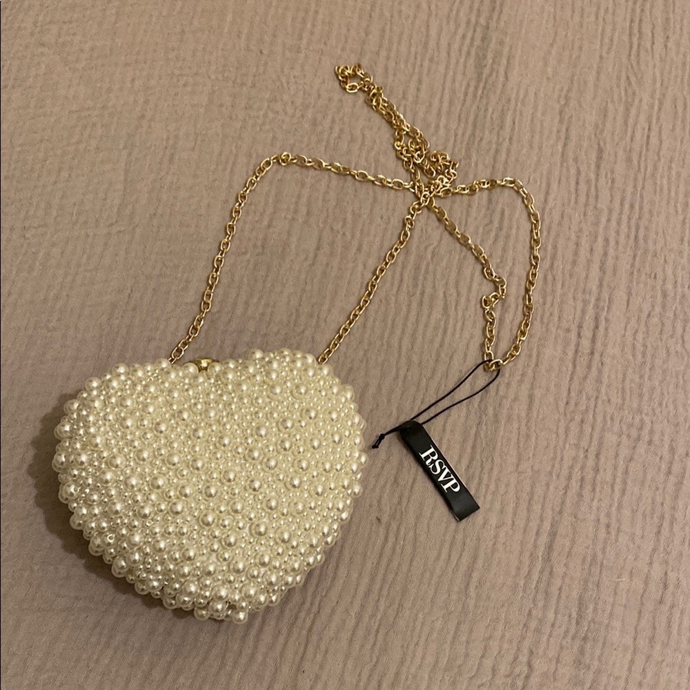 RSVP Pearl Heart Bag Valentine’s Day ivory . New